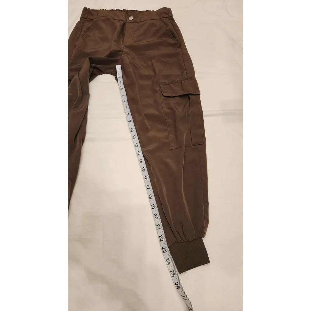 ZARA Army Green khaki Cargo Pant Joggers XS side pocket silky lightweight summer